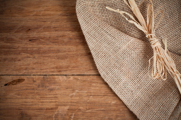 Canvas on old wood background