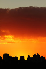 Fototapeta na wymiar Porto Alegre City burning in the sunset
