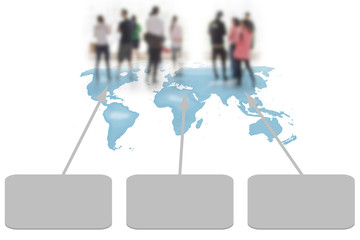 Social network concept  people over world map