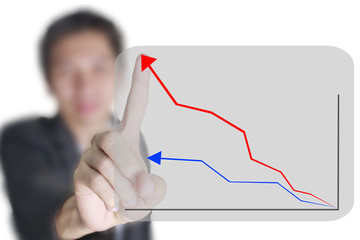 hand and business graph success.