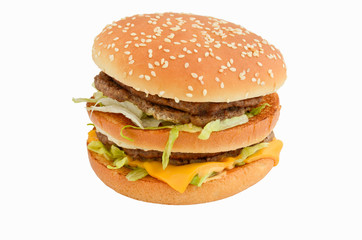 tasty hamburger, cheeseburger isolated on white  background