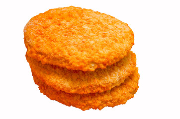 frozen chicken burgers isolated on white  background