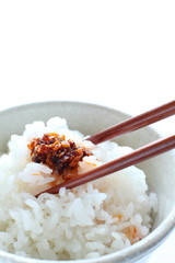 hot spicy sauce on rice