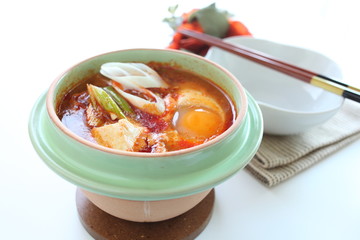 korean food, tofu and egg hot pot