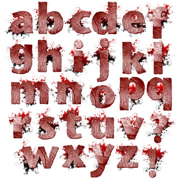 Set Of Bloody Fingerprint Letters Artwork Isolated