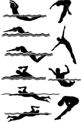 Swimming & Diving Male Silhouettes