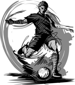 Soccer Player Kicking Ball Vector Illustration...