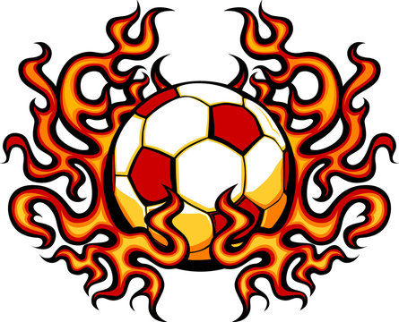 Soccer Template with Flames Vector Image...