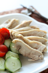 Chinese cuisine, steamed chicken with summer vegetable