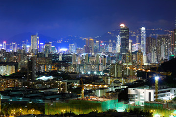 Obraz na płótnie Canvas Hong Kong with crowded buildings at night