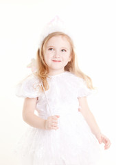 lovely little girl wearing white dress