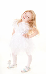lovely little girl wearing white dress
