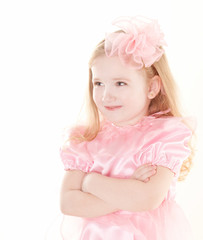 lovely little girl wearing pink dress