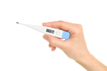 Electronic thermometer in hand - 39352802