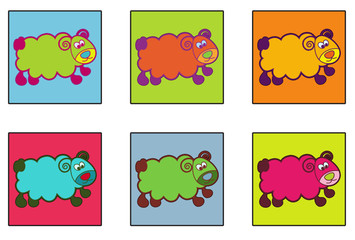 The buttons for baby with colored lambs.