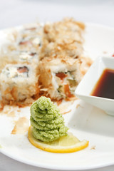 sushi with soy sauce