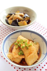 白身魚の揚げだしとナスの煮浸し