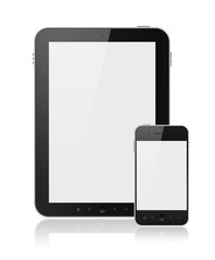 Digital Tablet PC With Mobile Smart Phone Isolated