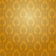 Golden damask wallpaper.