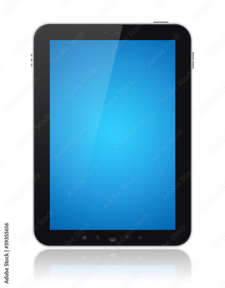 Poster tablet computer with blue screen isolated