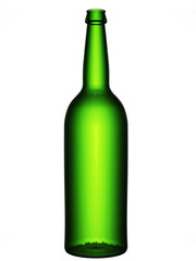 green bottle of beer on white background