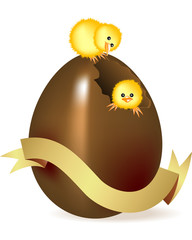 Easter chicks and egg. Vector illustration