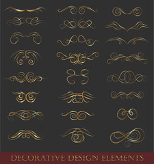 vector set calligraphic design elements retro style