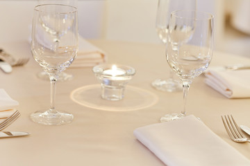 Tables set for meal