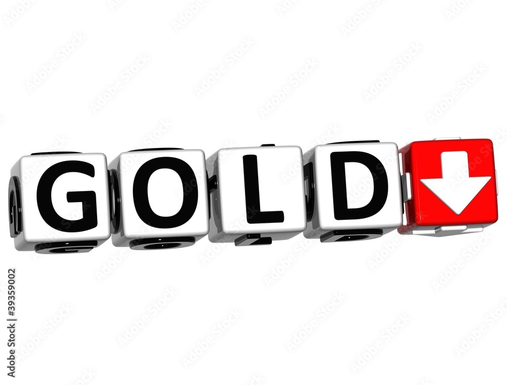 Poster 3d gold button block cube text