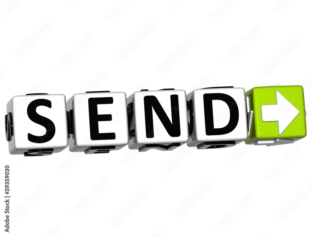Poster 3d send navigation button cube text