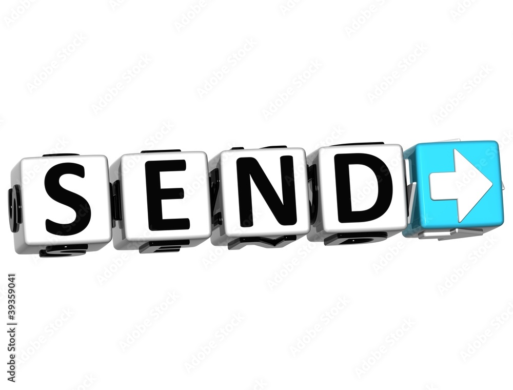 Poster 3d send navigation button cube text