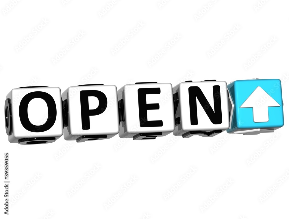 Poster 3d open navigation button cube text