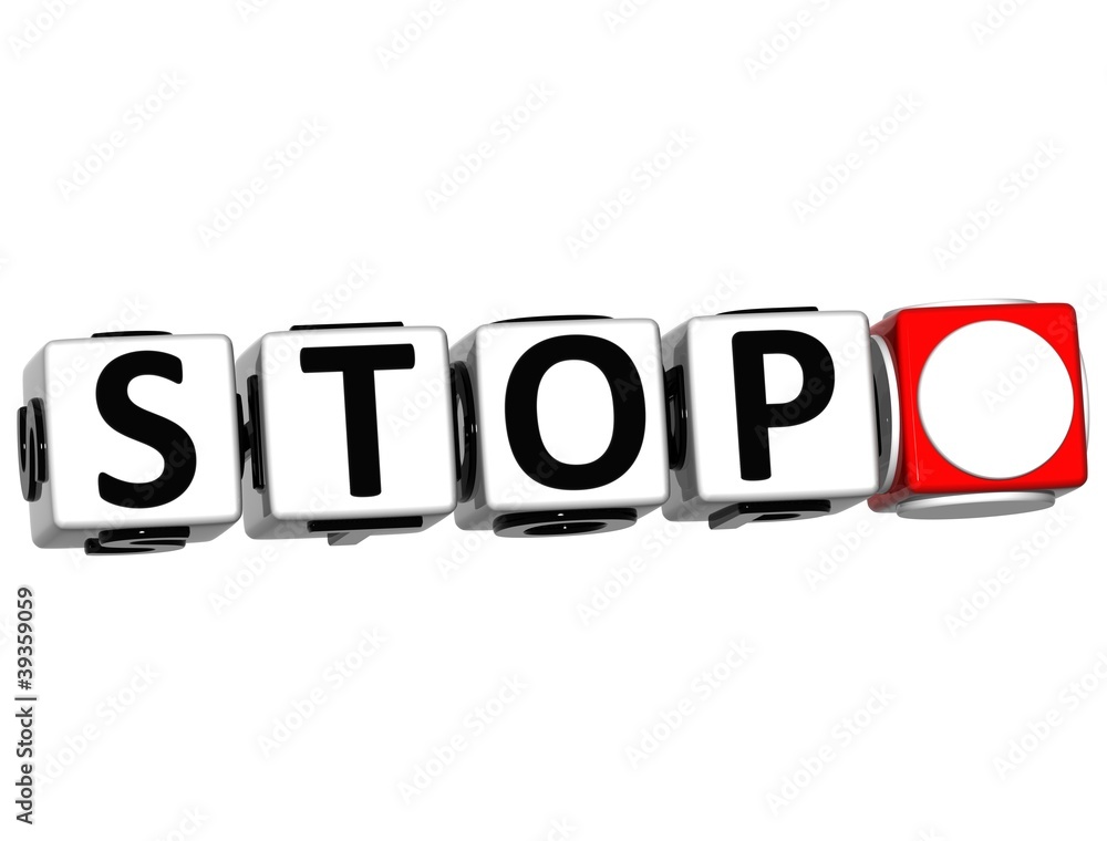Poster 3d stop navigation button cube text
