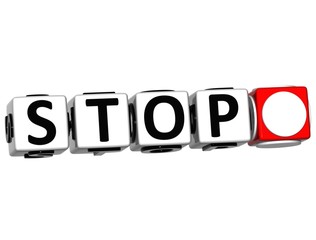 3D Stop Navigation Button cube text