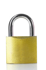 golden padlock isolated on white