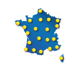Naklejka premium Carte météo France - soleil en été