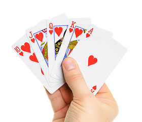 Playing cards in hand - 39360212