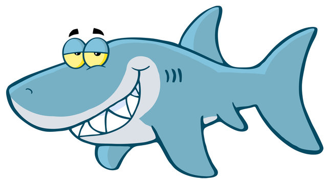 Happy Shark Cartoon Character