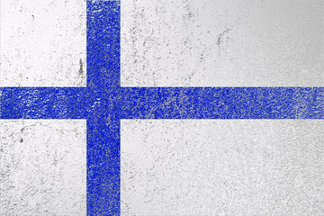 Grungy Flag of Finland on cement wall