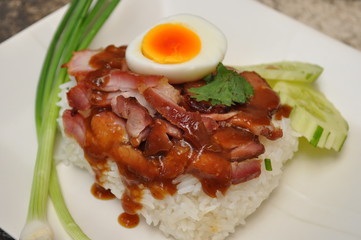 Thai BBQ Pork over Rice with Sweet Gravy Sauce