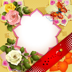 Background with butterflies and roses