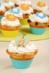 closeup of butterfly cupcake