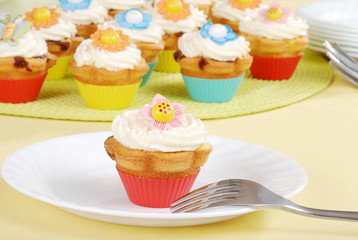 colorful springtime cupcakes
