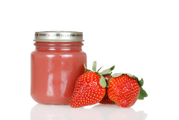 Jar of strawberry baby food