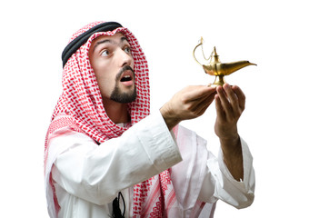 Young arab with lamp