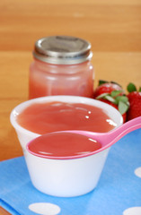pureed fresh strawberry baby food