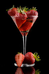 strawberry and glass