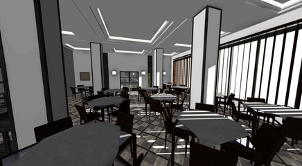 3d render of restaurant interior