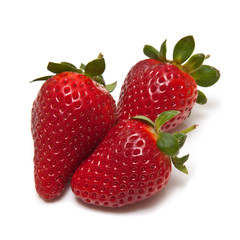 Strawberries isolated on a white studio background.