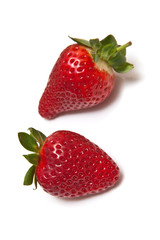 Strawberries isolated on a white studio background.